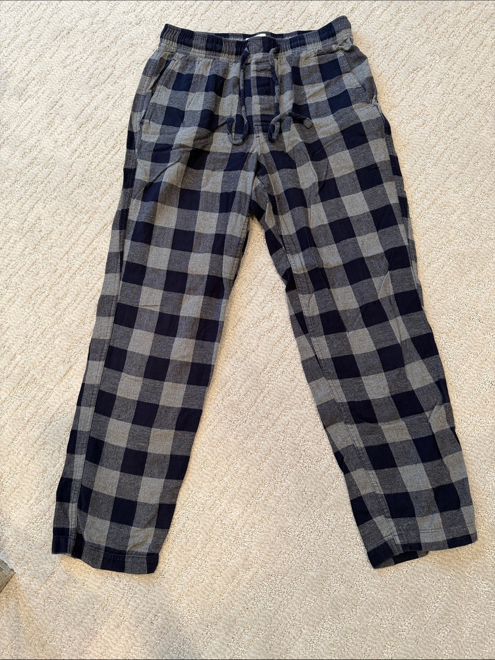 J. Crew Men's Gray and Black Plaid Lounge Pants - size small